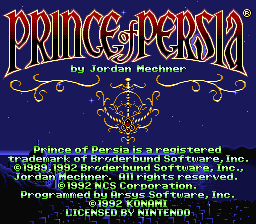 Prince of Persia (Europe) Title Screen